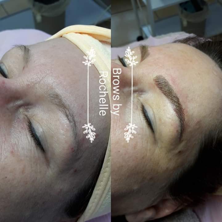Freshly completed hair-stroke microblading by Rochelle