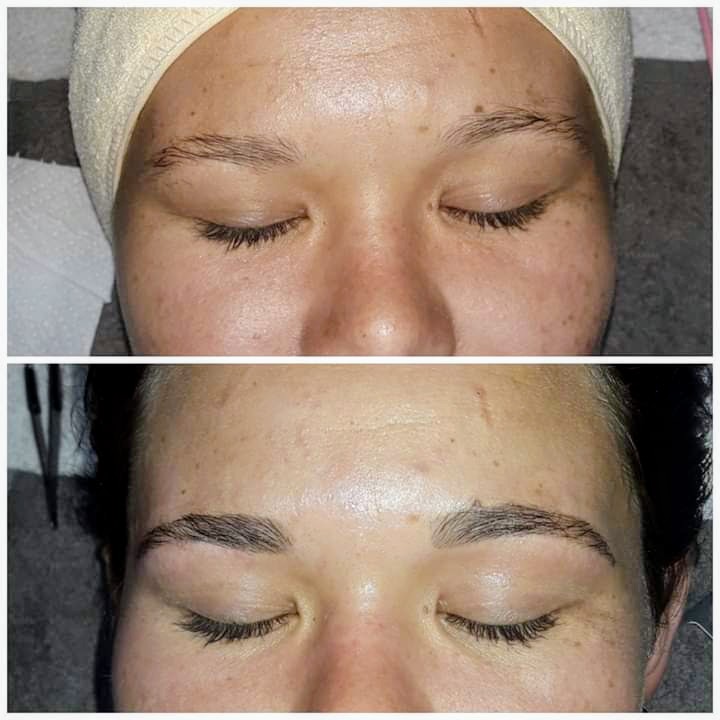 Before and after microblading by Rochelle in East London