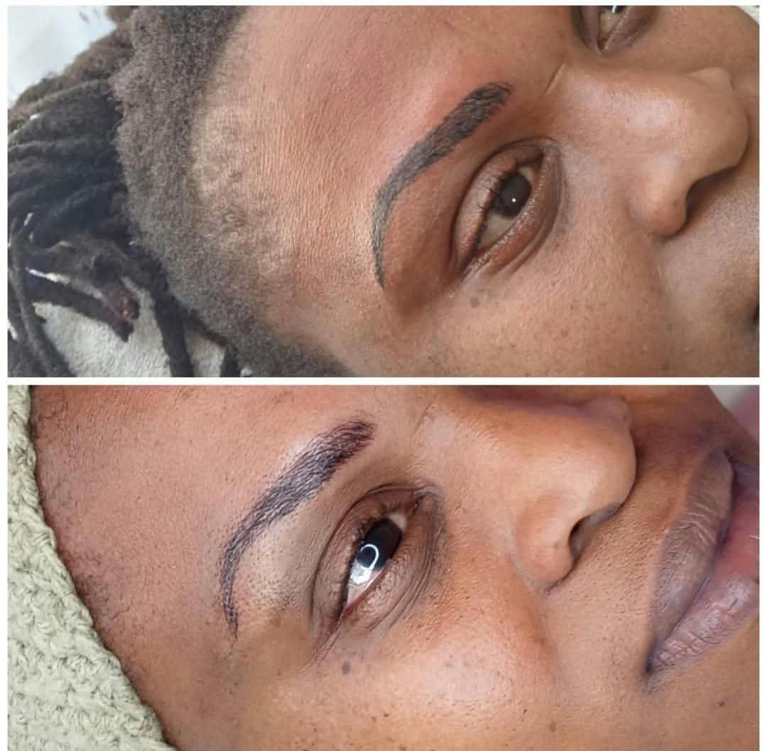 Microblading by Rochelle: initial result above, first touch-up below