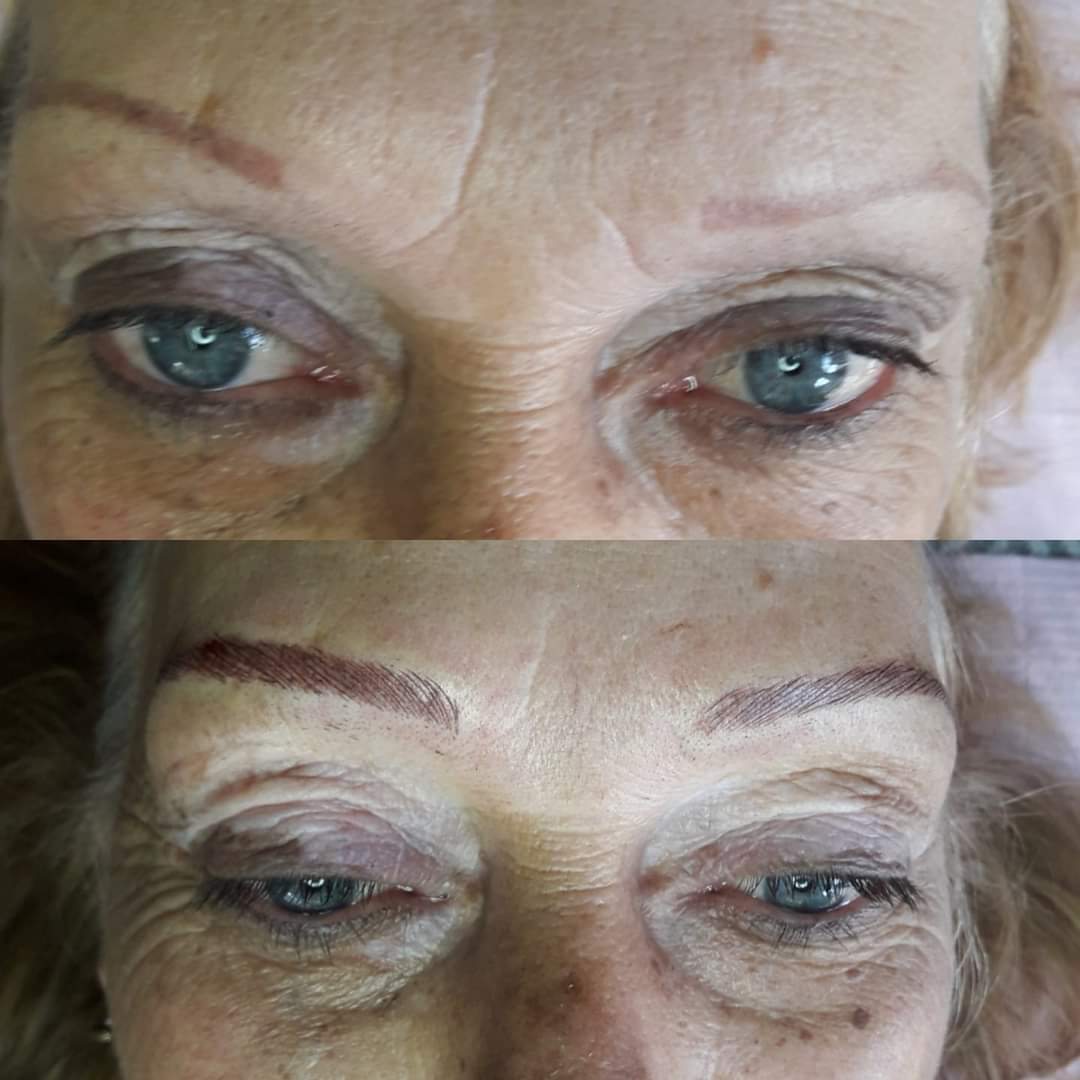Before and after brow transformation